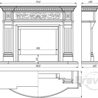 Портал для каміна Bravo Прага Polaris + Nero Marquina мармур білий/чорний прямий