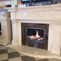 Портал для каміна Bravo Прага Botticino + Emperador Dark мармур бежевий/коричневий прямий